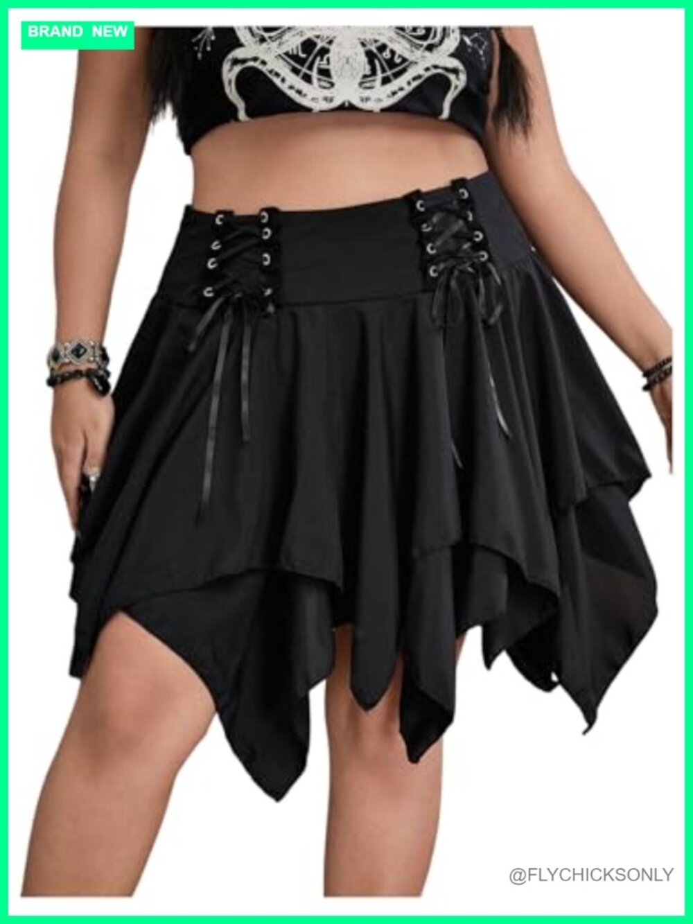 Plus Size Gothic Mini Skirt Asymmetrical Lace Ruffle High Waisted